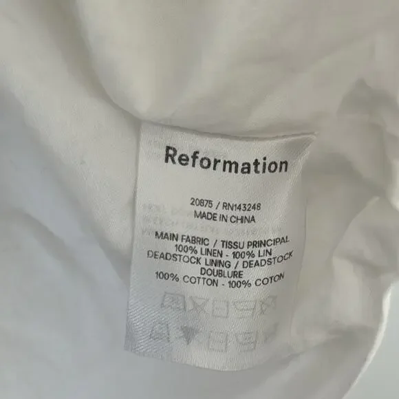 Reformation Winifred White Linen Mini Dress with Bow Detail Size: 10 - Picture 9 of 10